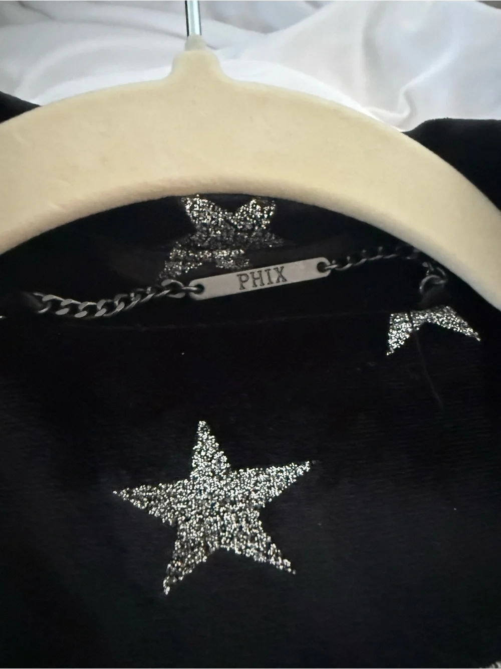 Source Unknown Black Velvet Star-Embroidered Blazer